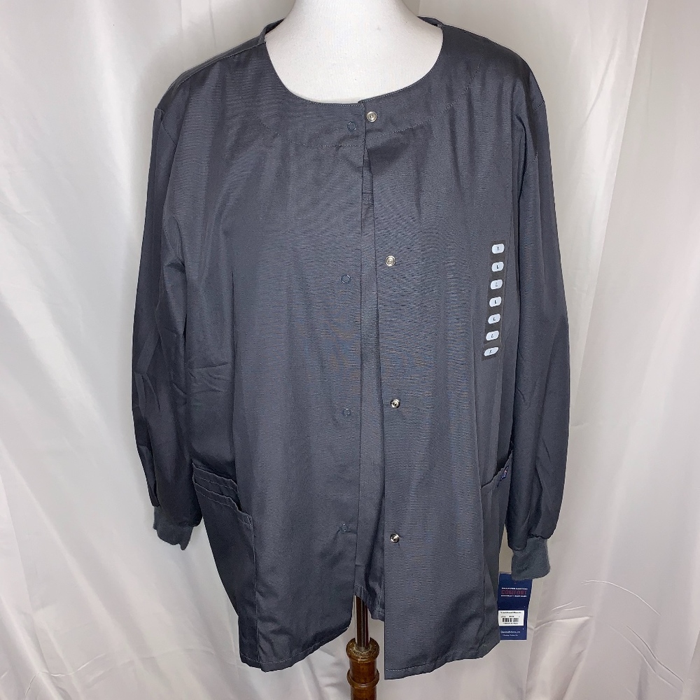 NWT Cherokee 2-Piece Gray Scrub Jacket & Top Set